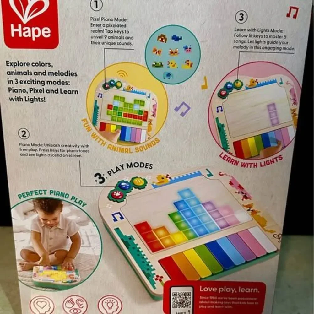 NEW Hape Rainbow Rhythm Pixel Musical Light Up Piano